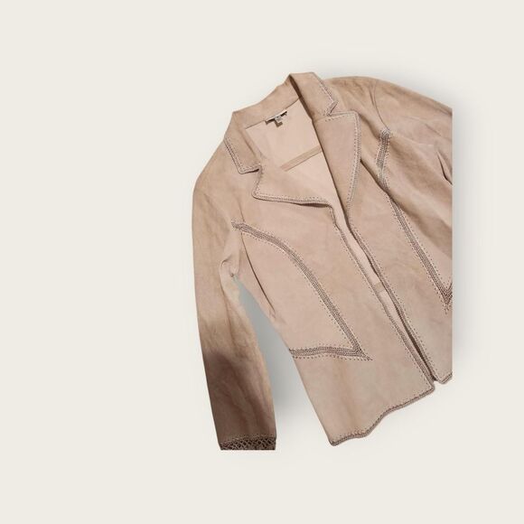 Vintage Y2k early 2000s Cache cream leather boho jacket with crochet details - Picture 3 of 5